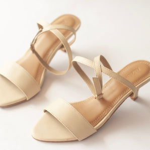 Pointed Toe Cream Kitten Heels
