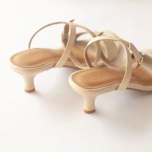 Pointed Toe Cream Kitten Heels