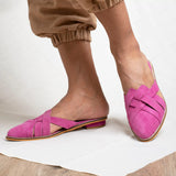 CHIC Pink Pointed Flat Mules