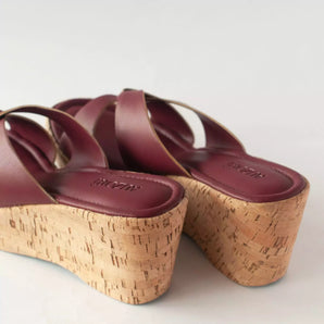 Criss Cross Burgundy Cork Wedges 2