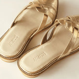 Gold Pointed Flat Mules for ladies back shot