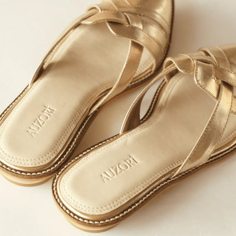 Gold Pointed Flat Mules for ladies back shot