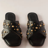 Gold Studded Black Flats 6