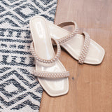 PRECIOUS Off White Pearl Low Heel Block Heels 2