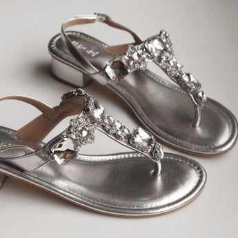 RADIANT Silver Rhinestone Embellished Block Heels 4