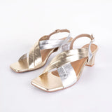 Two Tone Metallic Gold & Silver Party Wear Block Heels 1