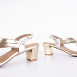 Two Tone Metallic Gold & Silver Party Wear Block Heels 3