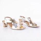 Two Tone Metallic Gold & Silver Party Wear Block Heels 4