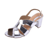 bold silver party block heels side shot