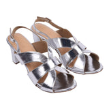 both pair bold silver party block heels side shot