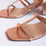 close up of ELEGANT Rose Gold Block Heels 2