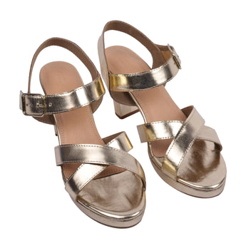 diva gold platform block heels top shot