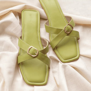 fearless lime green buckle slides top shot