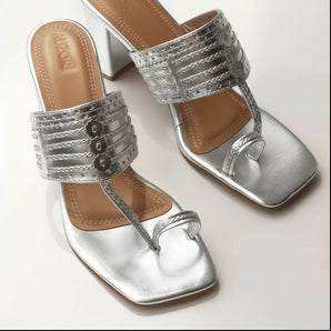 Classic Kolhapuri Silver Heels