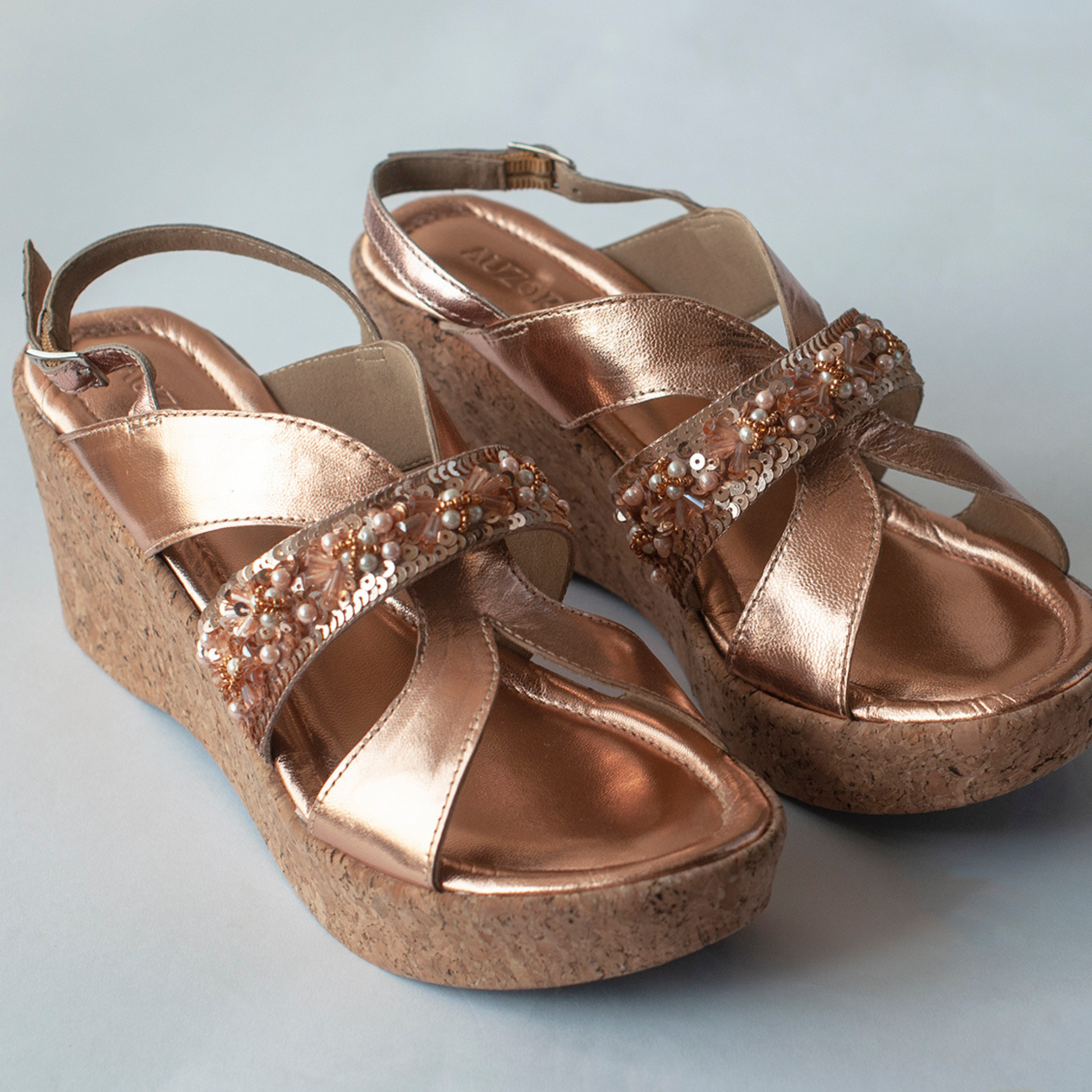 Rose gold 2025 platform wedges